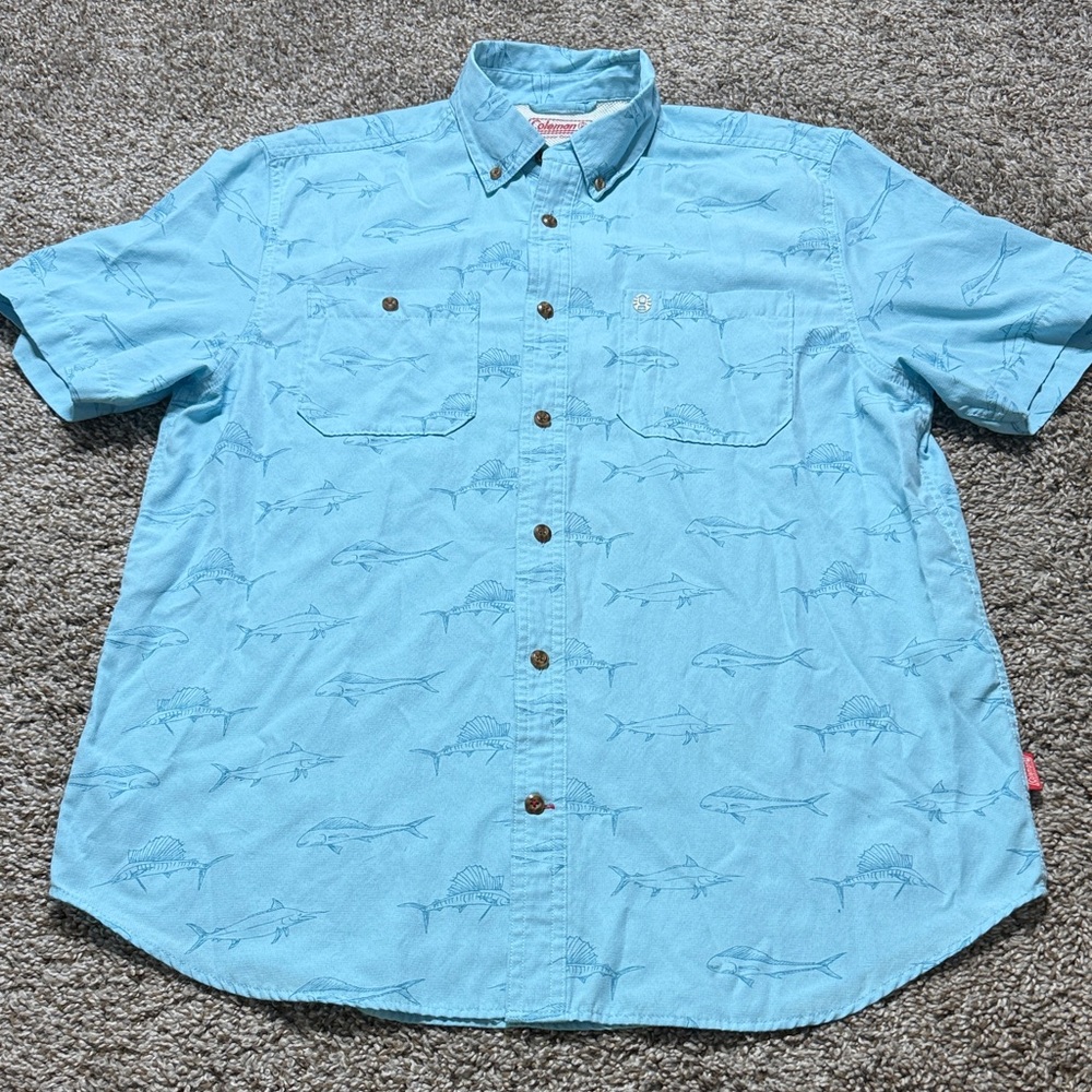 Coleman Aqua Blue Casual Button-Down Shirt